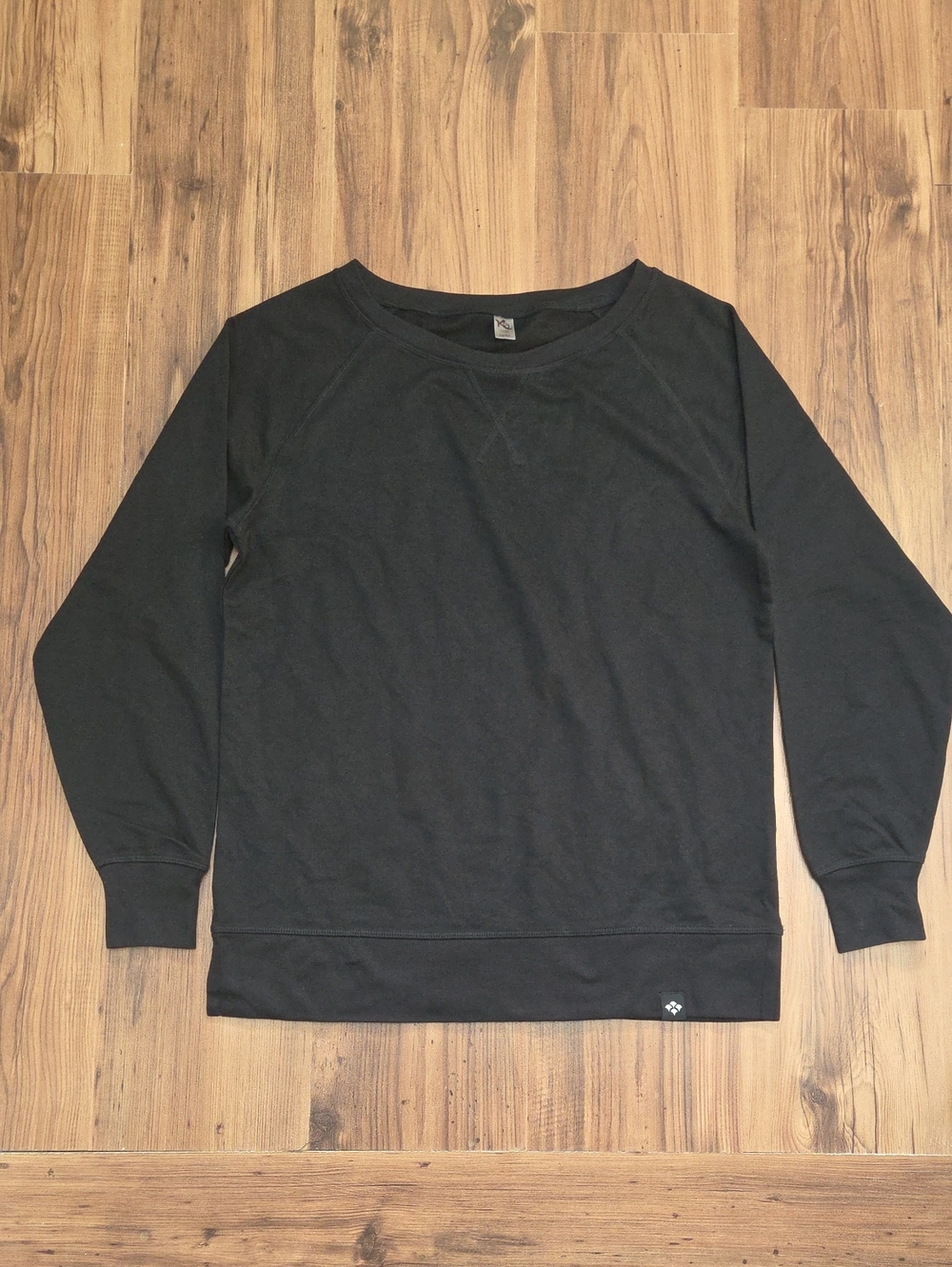 Womens Black Crewneck Split Hem Sweater